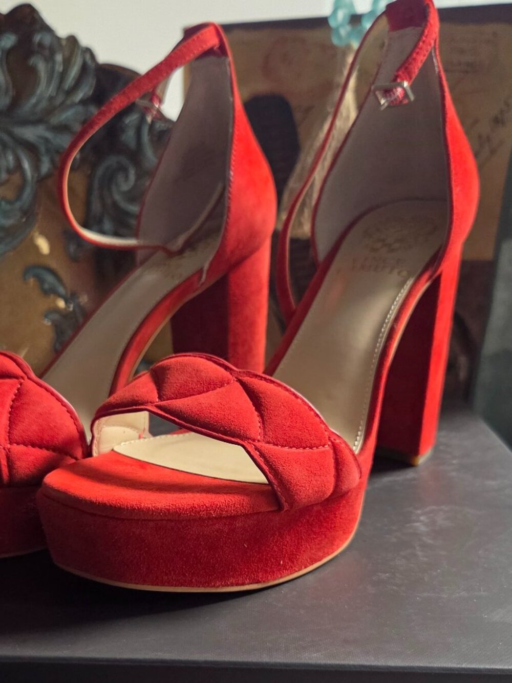 Vince Camuto “Celestine” Suede Platform Heels – Cherry Berry – Size 8M Brand New